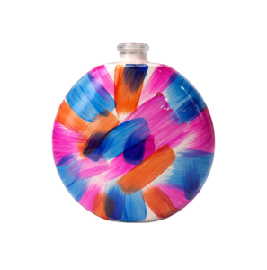 Colorful perfume bottle against white background (1)