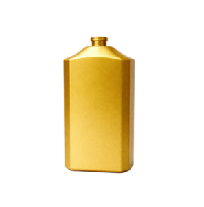 Elegant gold bottle on white backdrop